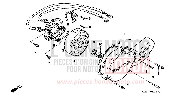 PANNEAU CARTER-MOTEUR G. (CR85R3,4/RB3,4) de CR85R "Grandes Roues" EXTREME RED (R292) 2004